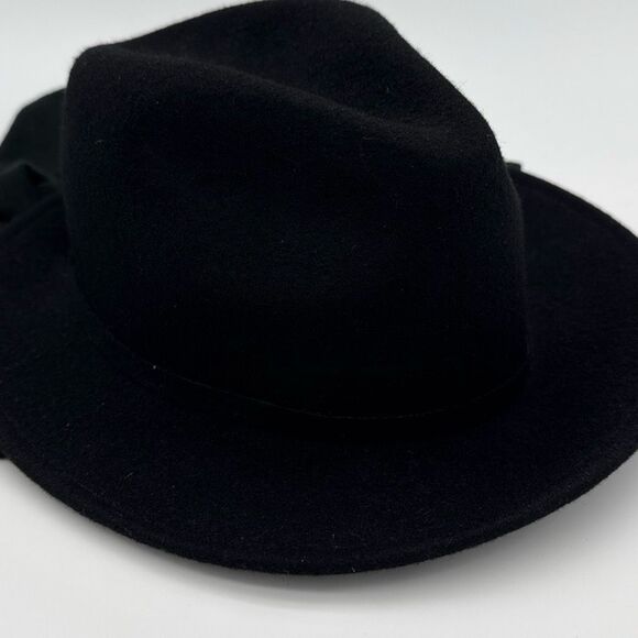 Vintage 1990s Black Wool Hat With Attached Scarf Women’s Medium Retro Winter Cap - Picture 6 of 14